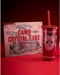 Best Pirce 🎁 Jason Voorhees Jersey Cup with Straw 20 oz. - Friday the 13th 🥰 -Corona-shop 01497197 c