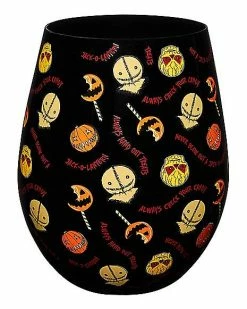 New 👍 Trick r' Treat Pattern Stemless Glass 20 oz. - Trick 'r Treat ⭐