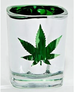 Discount 🔥 Metallic Weed Leaf Shot Glass - 2 oz. 🔥