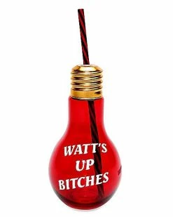 Wholesale 🌟 Watt's Up Bitches Lightbulb Cup With Straw - 14 oz. 👏