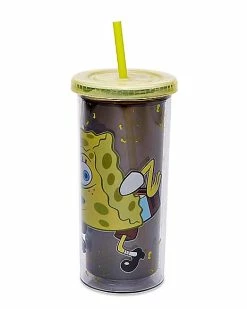 Brand new 👍 Meme SpongeBob SquarePants Cup With Straw 20 oz. - Nickelodeon ❤️ -Corona-shop 03462298 c