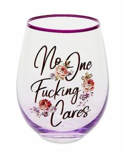 Flash Sale ❤️ No One Fucking Cares Stemless Wine Glass - 20 oz. 🥰