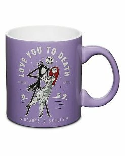 Budget ✨ Love You To Death Jack Skellington and Sally Coffee Mug 20 oz. - The Nightmare Before 🔔 Christmas 🧨