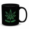 Budget ⭐ Good Vibes Weed Leaf Black Light Coffee Mug - 20 oz. 😀