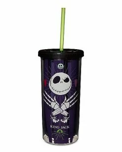 Cheapest 🔥 King Jack Skellington Cup with Straw 20 oz. - The Nightmare Before ❄ Christmas 🔔