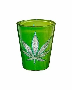 Brand new 😉 Green Glitter Weed Leaf Shot Glass - 2 oz. 🧨