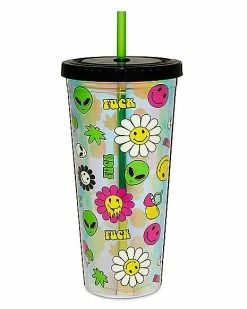 Wholesale 🧨 Smiley Faces Cup with Straw - 20 oz. ✔️