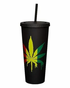 Brand new 🌟 Rasta Drippy Weed Leaf Cup With Straw - 20 oz. 👍 -Corona-shop 03840667 c