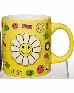 Best Sale 🧨 Flower Smiley Face Icon Coffee Mug - 20 oz. 🔥