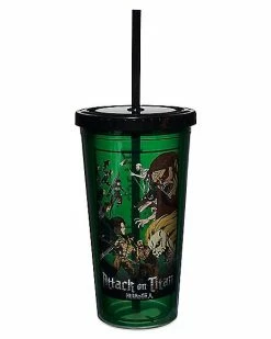 Discount 🔥 Attack on Titan Cup with Straw - 16 oz. ✔️
