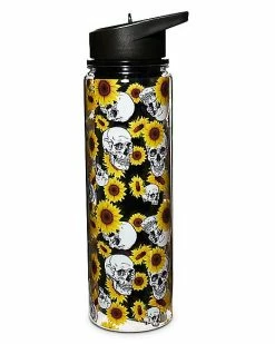 Deals 🌟 Sunflower Skull Water Bottle - 18 oz. 😍