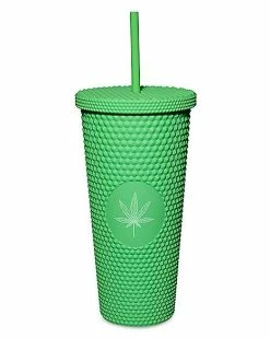 Flash Sale 🎁 Green Weed Leaf Textured Cup with Straw - 24 oz. 😍