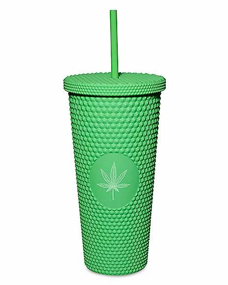 Flash Sale ๐ Green Weed Leaf Textured Cup with Straw - 24 oz. ๐ 1 Flash Sale ๐ Green Weed Leaf Textured Cup with Straw - 24 oz. ๐