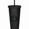 Cheapest 👏 Black Weed Leaf Textured Cup with Straw - 24 oz. ❤️