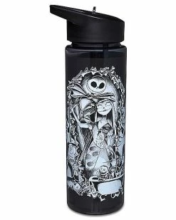 Coupon ❤️ Jack Skellington and Sally Water Bottle with Straw 24 oz. - The Nightmare Before ❄ Christmas 🔥