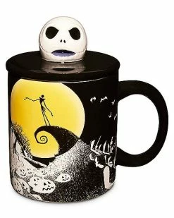 New 🧨 Sculpted Jack Skellington Lid Coffee Mug 18 oz. - The Nightmare Before 🔔 Christmas ✨